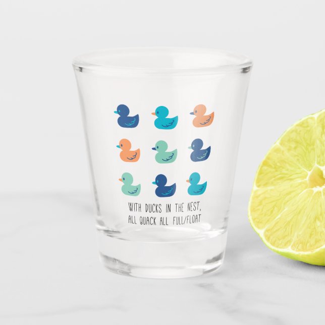 Niedliches Paddeln von Enten Art II Schnapsglas (Vorderseite)