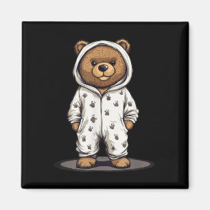 Niedliches Pajama-Bärenoutfit für Pajamas und Tedd Magnet