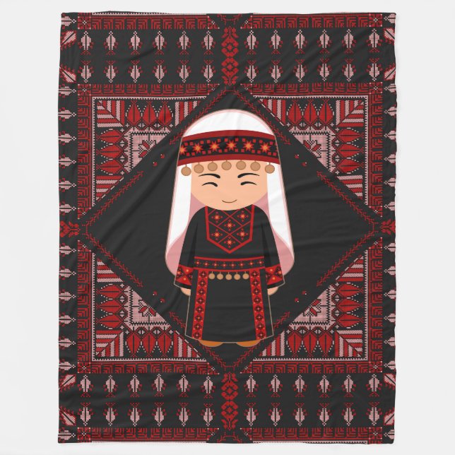 niedliches palästinensisches Mädchen Embroidere ro Fleecedecke (Vorderseite)