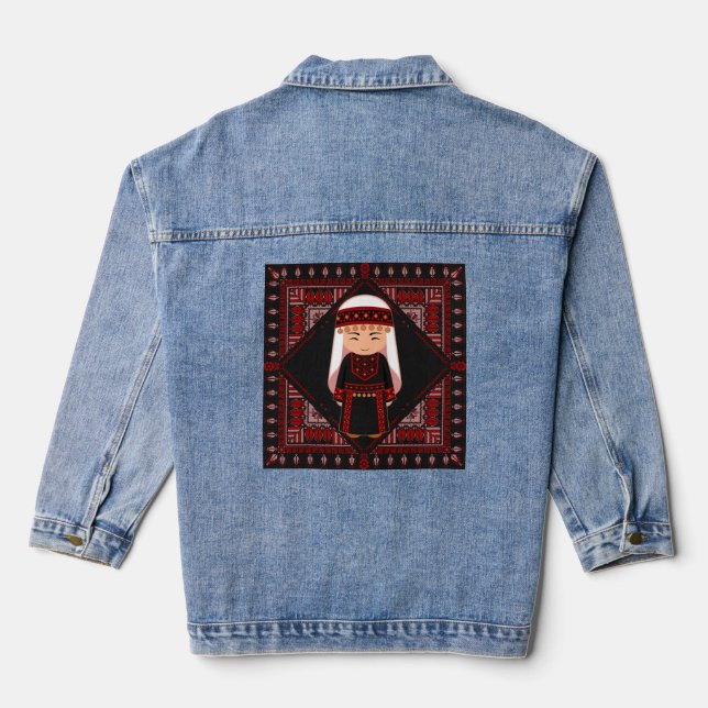 niedliches palästinensisches Mädchen Embroidere ro Jeansjacke (Rückseite)