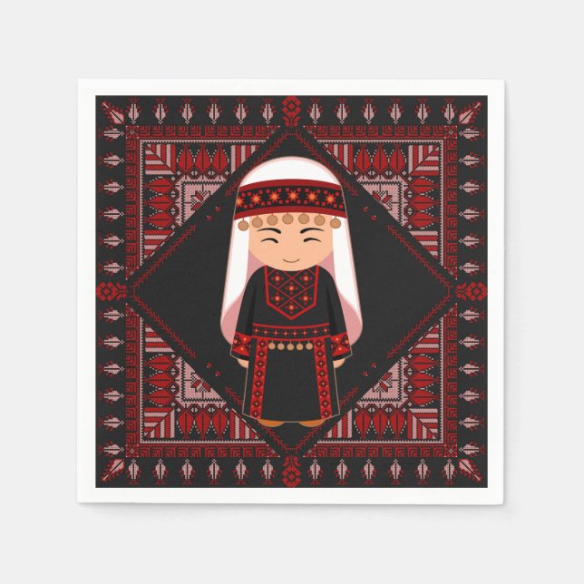 niedliches palästinensisches Mädchen Embroidere ro Serviette (Vorderseite)