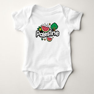 Niedliches palästinensisches Wort, umgeben von Was Baby Strampler