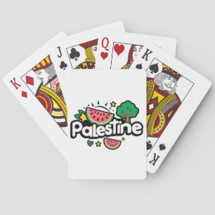 Niedliches palästinensisches Wort, umgeben von Was Spielkarten