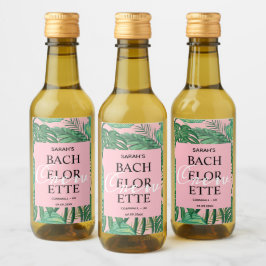 Niedliches Palm Tropical Pink Bachelorette Crew Pa Weinetikett