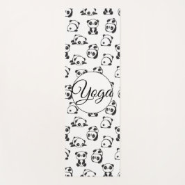 Niedliches Panda-Bärenmuster Schwarz-Weiß (1 Seite Yogamatte