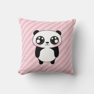 Niedliches Panda-Bärn-Rosa Stripes Hintergrund Kissen