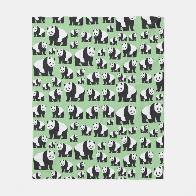 Niedliches Panda Bear Muster Fleecedecke (Vorderseite)