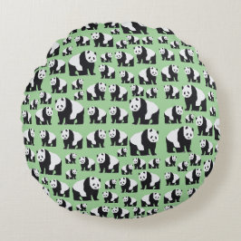 Niedliches Panda Bear Muster Rundes Kissen