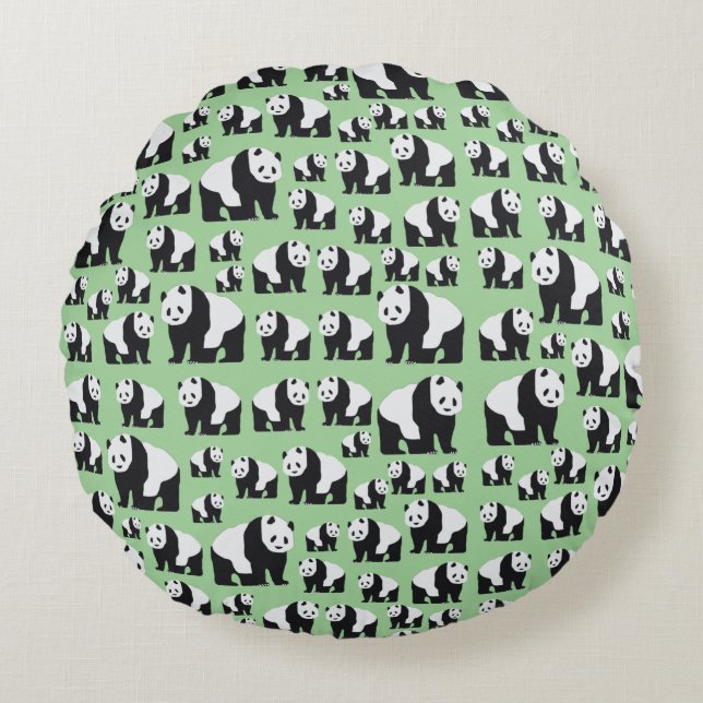 Niedliches Panda Bear Muster Rundes Kissen (Vorderseite)