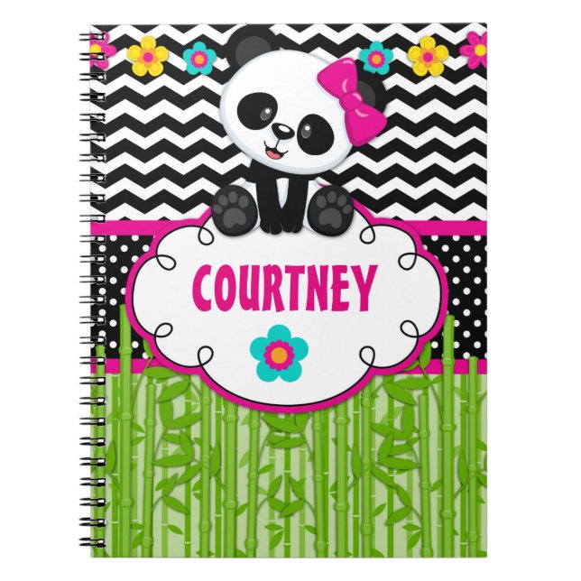 Niedliches Panda Bear Personalisiert Name Notebook Notizblock (Vorderseite)