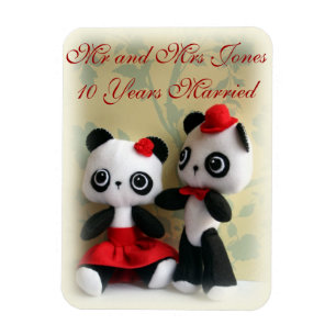 Niedliches Panda Bears Couple Anniversary Magnet