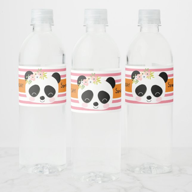 Niedliches Panda Birthday Party Wasserflasche (Flaschen)