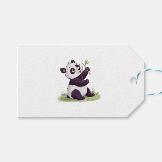 Niedliches Panda-Design Geschenkanhänger (Vorderseite (Horizontal))