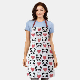 Niedliches Panda Emoji Schwarz-weiß Bärenherzen Mu Schürze