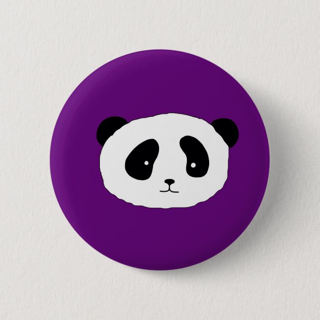 Niedliches Panda-Gesichtsmuster lila Button (Vorderseite)