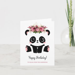Niedliches Panda Girl Happy Birthday  Karte