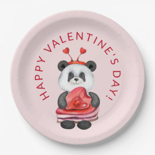 Niedliches Panda Happy Valentines Day Party Paper  Pappteller