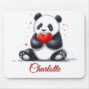 Niedliches Panda Holding Heart mit individualisier Mousepad