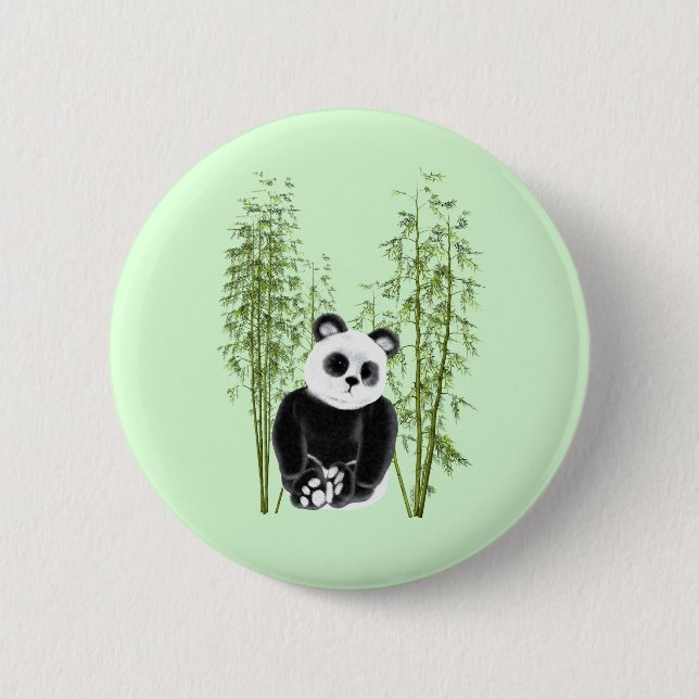 Niedliches Panda im Bambusknopf Button (Vorderseite)