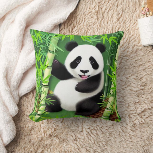 Niedliches Panda im Bambuswald Kissen (Decke)