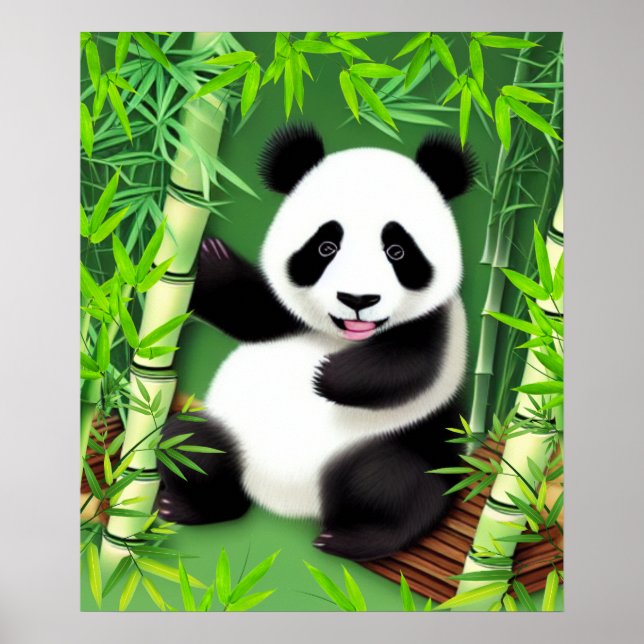 Niedliches Panda im Bambuswald Poster (Vorne)