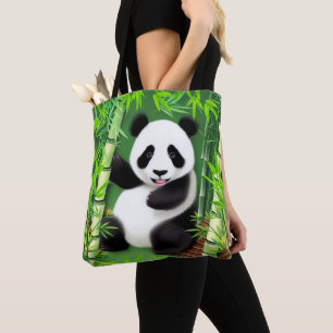 Niedliches Panda im Bambuswald Tasche