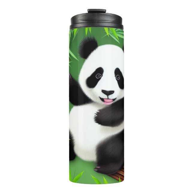 Niedliches Panda im Bambuswald Thermosbecher (Vorderseite)