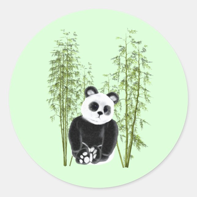 Niedliches Panda in Bamboo Runder Aufkleber (Vorderseite)