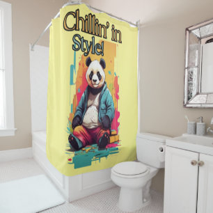 Niedliches Panda in Pants   Stilvolles Design für  Duschvorhang