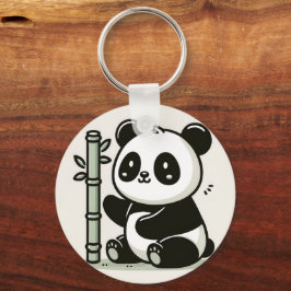 Niedliches Panda mit Bambuskunst Schlüsselanhänger