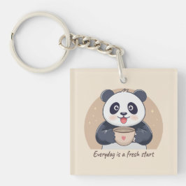 Niedliches Panda mit Kaffee Schlüsselanhänger