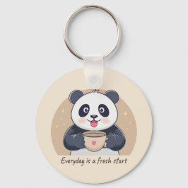 Niedliches Panda mit Kaffee Schlüsselanhänger