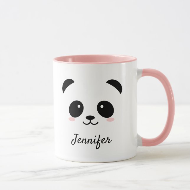 Niedliches Panda mit personalisiert rosa Tasse (Rechts)