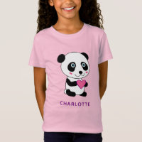 Niedliches Panda mit rosa Herz + Name