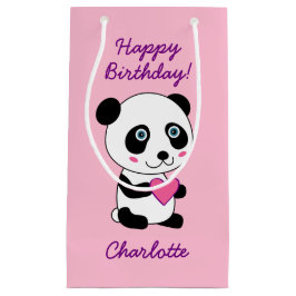 Niedliches Panda mit rosa Herz Personalisiert Kleine Geschenktüte
