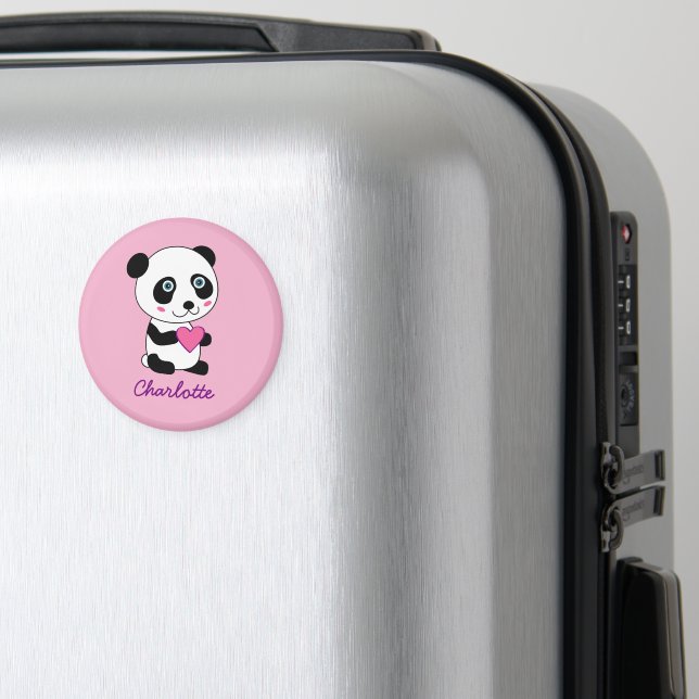 Niedliches Panda mit rosa Herz Personalisiert Magnet (In Situ (Gepäck))