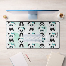 Niedliches Panda-Muster (Minze grün) Schreibtischunterlage