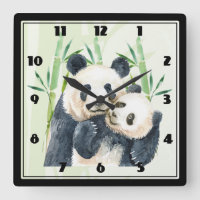 Niedliches Panda-Paar in Bamboo Wasserfarbe Große
