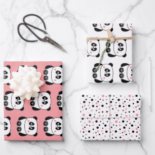Niedliches Panda-Packpapier im kawaii-Stil Geschenkpapier Set