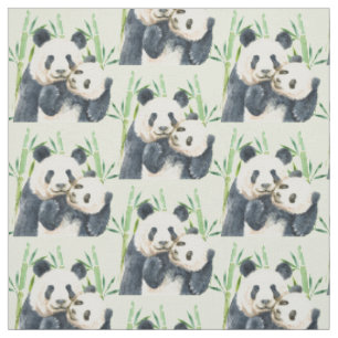 Niedliches Panda Pair & Bamboo Wasserfarbmuster Stoff