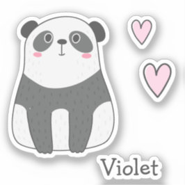 Niedliches Panda - Personalisierte Kinder Aufkleber