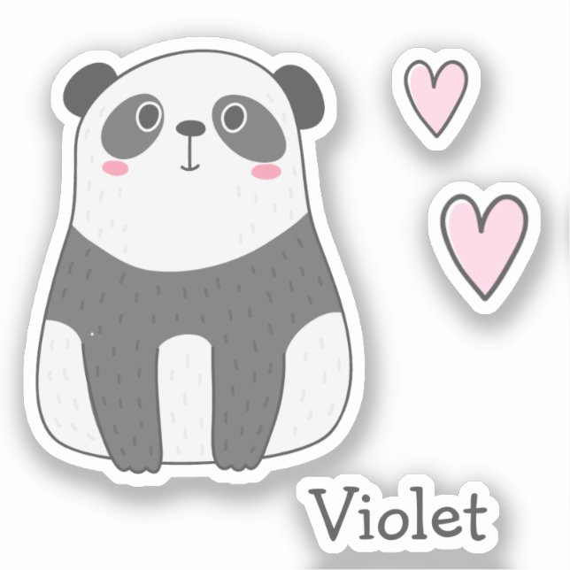 Niedliches Panda - Personalisierte Kinder Aufkleber (Vorderseite)