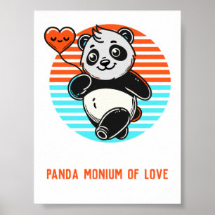 Niedliches Panda-Poster "Panda-monium-Liebe" Poster