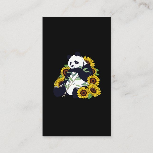 Niedliches Panda Sonnenblume Lover Schöne Blume Visitenkarte (Vorderseite)