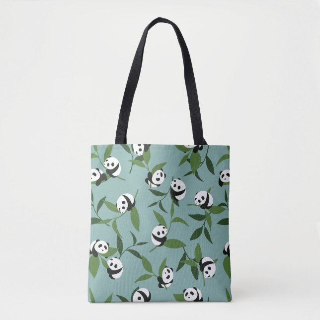 Niedliches Panda-Spiel im Grünen Gartenmuster Tasche (Vorderseite)