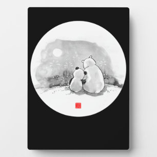Niedliches Panda- und Polar-Bärentier Fotoplatte