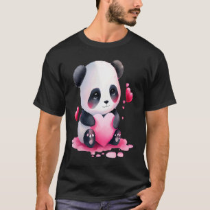 Niedliches Panda und rosafarbenes Herz Valentinsta T-Shirt