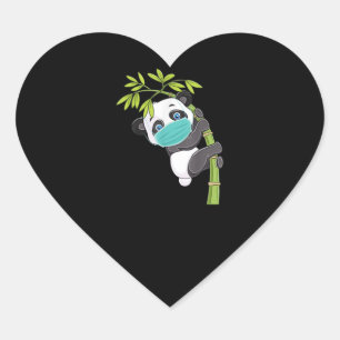 Niedliches Panda Wear Maske Funny Panda Geschenk Herz-Aufkleber