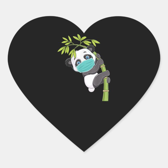 Niedliches Panda Wear Maske Funny Panda Geschenk Herz-Aufkleber (Vorderseite)