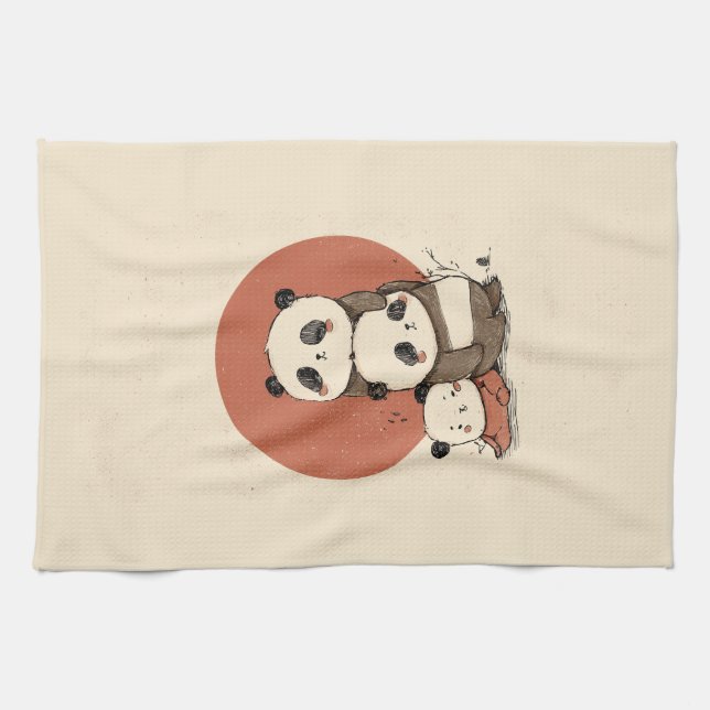Niedliches Pandas-Design Geschirrtuch (Horizontal)